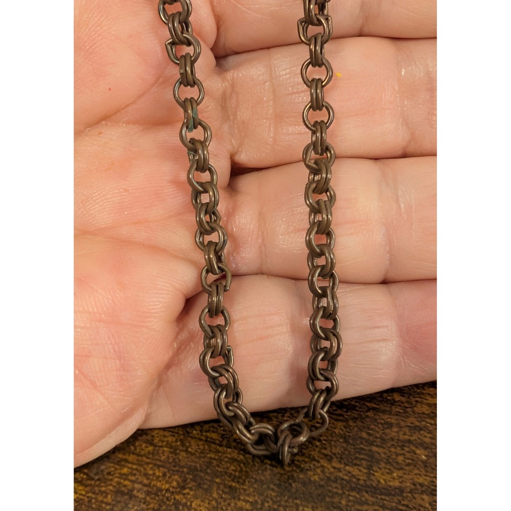 Vintage Copper Tone Necklace Double Link Chain Toggle Clasp 18 Inch